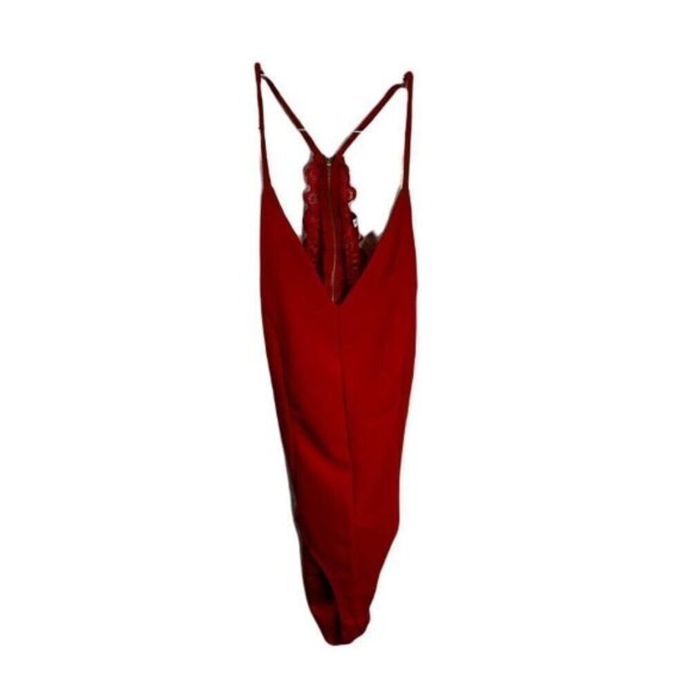 Iris Spandex Halter Bodysuit Lace‎ Open Back Small